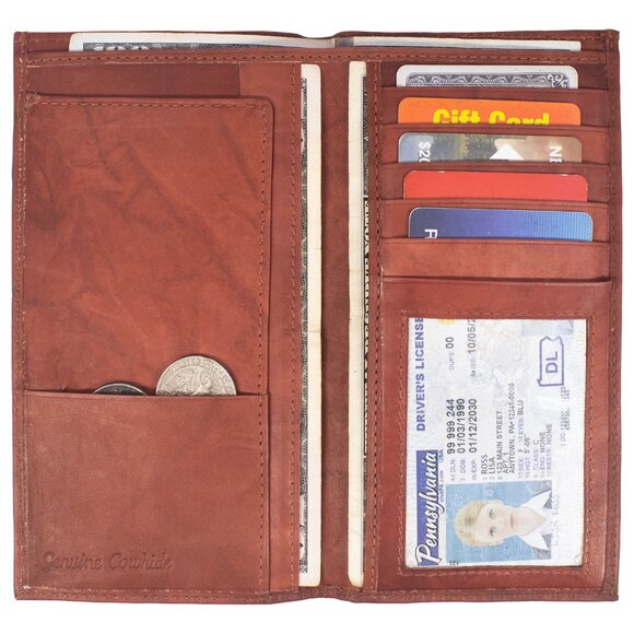 Genuine Leather Bifold Checkbook Cover - Picture 4 of 8